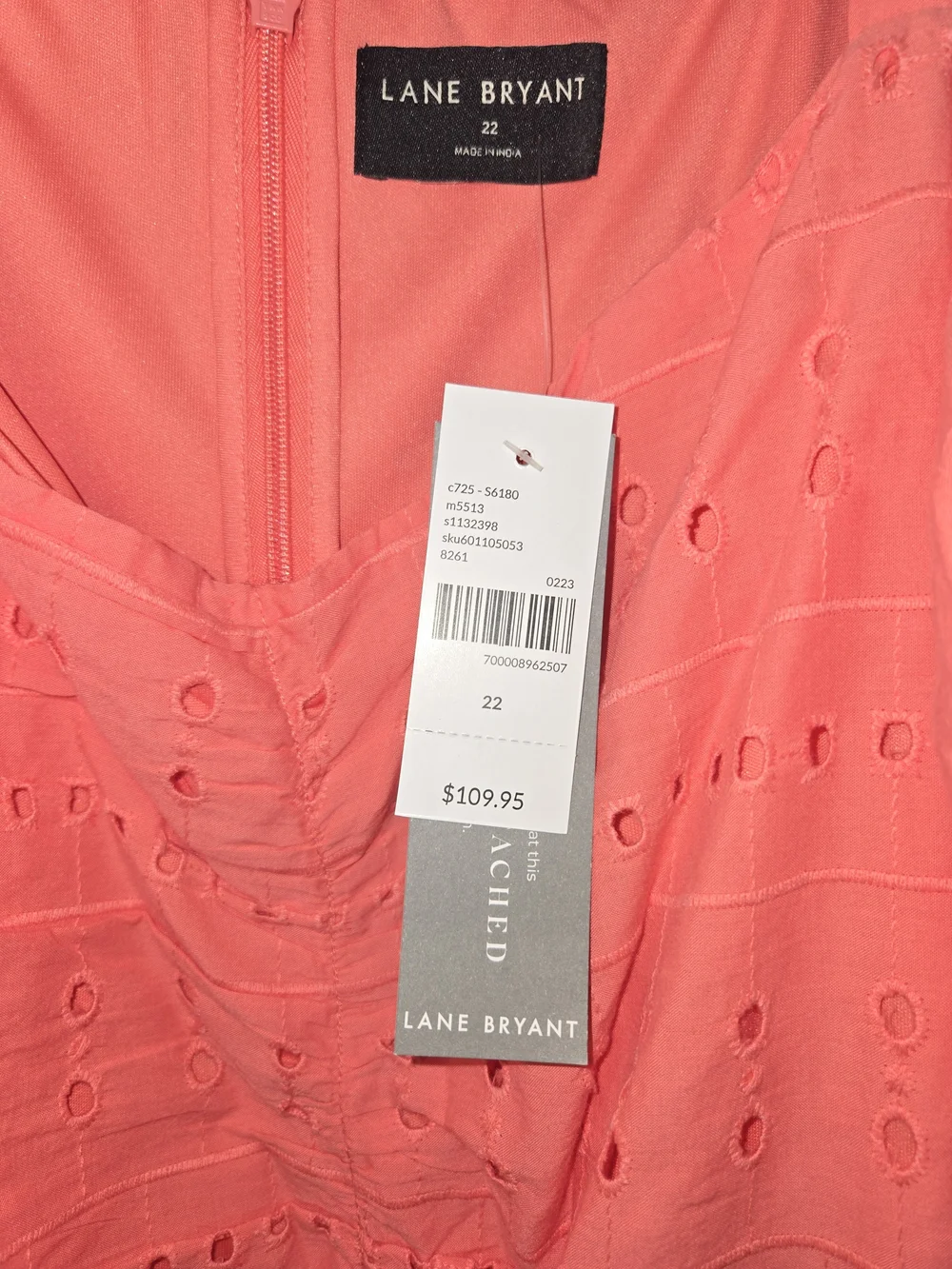 Lane Bryant Coral Pink Eyelet Midi Sundress - Picture 3 of 3